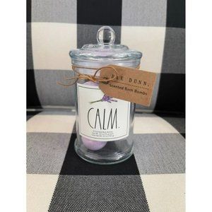 Rae Dunn Calm Glass Jar w/10 French Lavender Bath Bombs NEW!